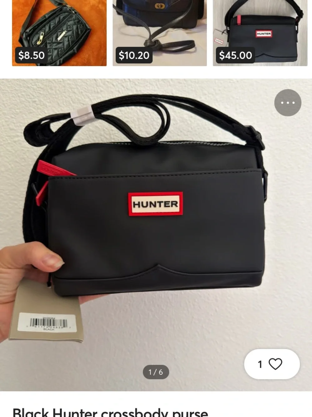 Hunter Black Crossbody with Red Logo Accent